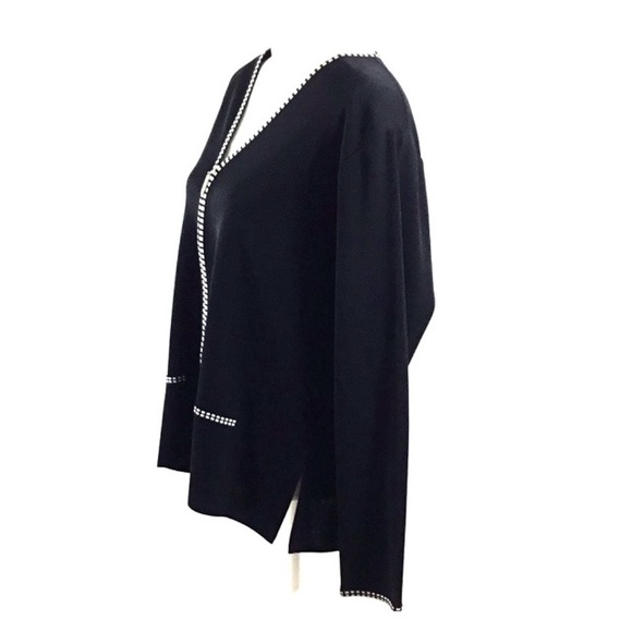 Misook Zip Black White Cardigan Jacket Large - Picture 4 of 8